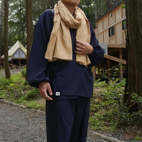 百日紅(サルスベリ)・草木染めリネンストール